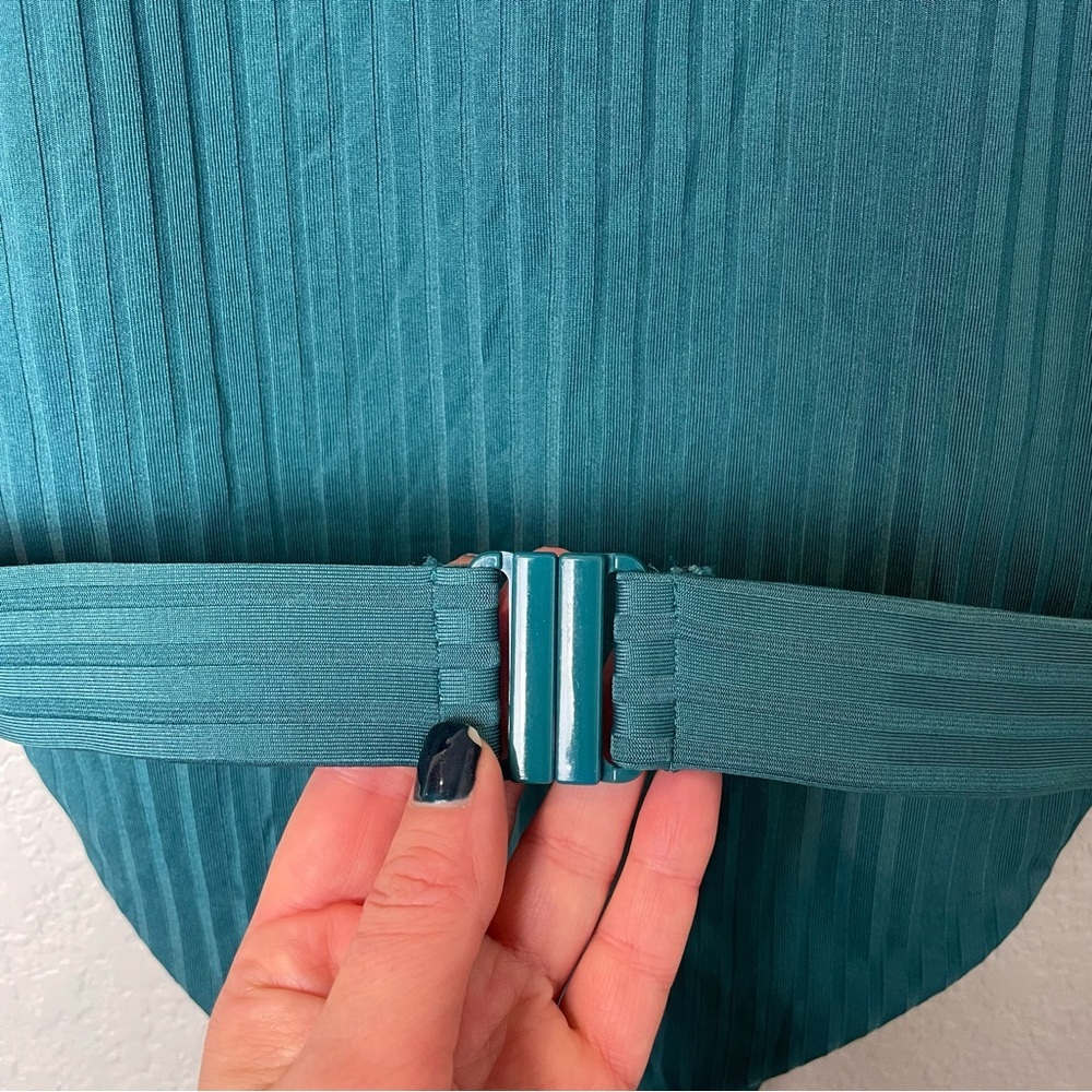 Teal Ribbed Belted Swimsuit Size XL - Picture 4 of 7